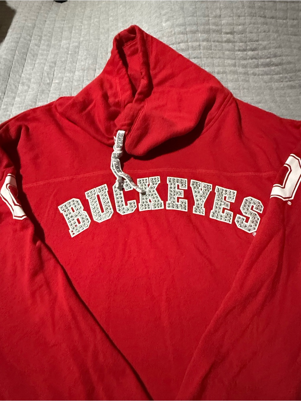 PINK Victoria's Secret Red Ohio State “Buckeyes' cow neck Sweatshirt